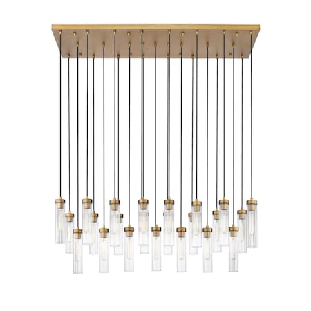 Z-Lite Beau Linear Chandelier, 23-Light, 18 In.W x 54 In.L x 12.75 In.H, Rubbed Brass/Clear 740P-23L-RB